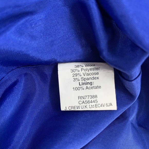 J Crew Wool Sheath Dress Long Sleeve Front‎ Pockets Knee Length Blue Womens 4 - Picture 6 of 8